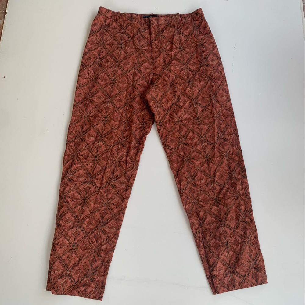 Peruvian Connection Womens 16 High Rise Cotton Pants Rust Aztec Pattern Wide Leg